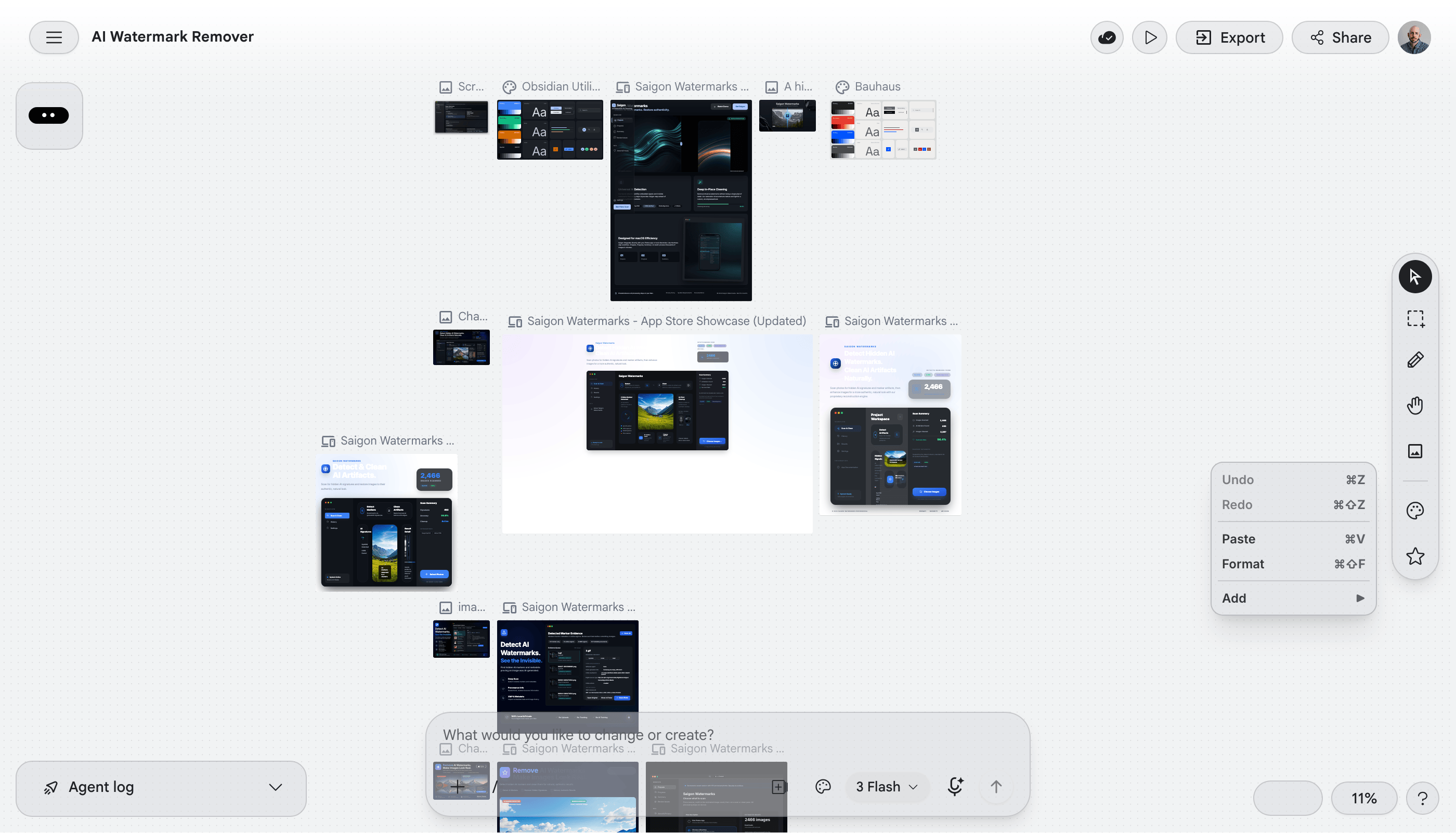 Screenshot of Google Stich for creating Saigon Watermarks bridge